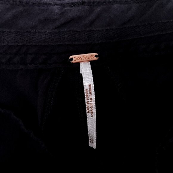 Free People Chino Pants Womens 26 Button Fly Cuff Hem Distress Black Trousers - Picture 7 of 16